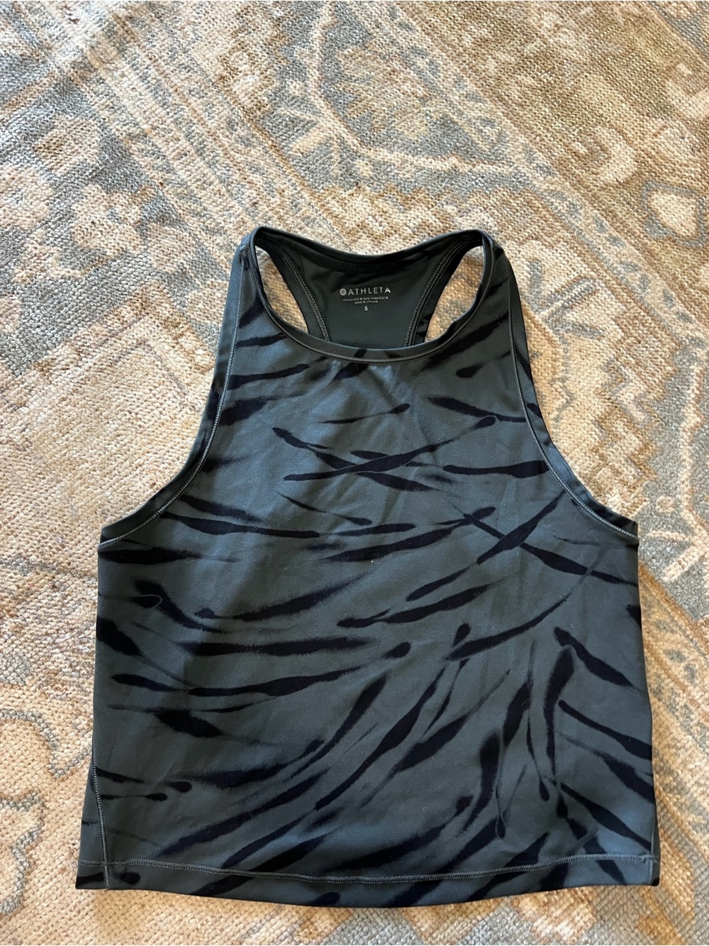 Athleta Women Black Patterned Racerback Tank